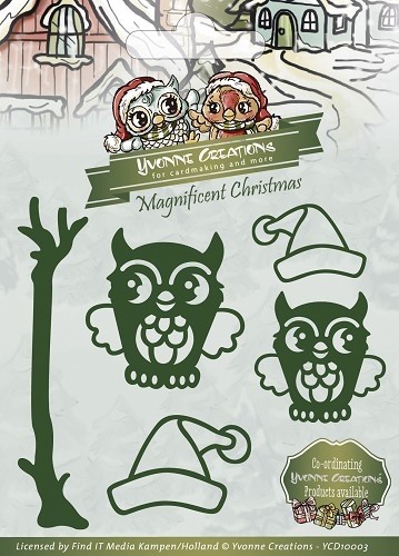 211 - YCD10003 - Die - Yvonne Creations - Magnificent Christmas - Christmas owls