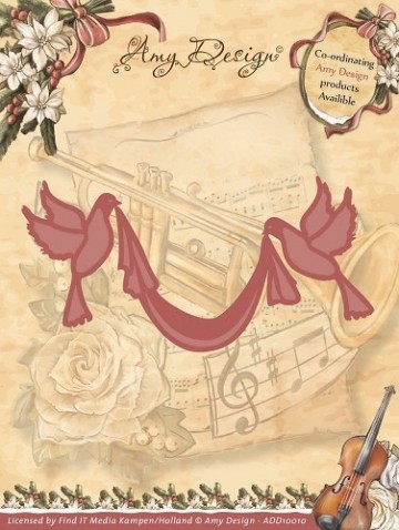234 - ADD10010 - Die - Amy Design - Vintage Christmas Collection Die - Doves with Sash