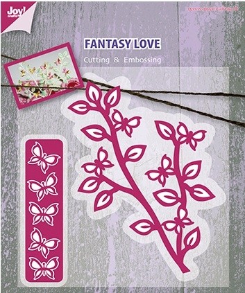 238 - 6002/0407 - Joy! Crafts - Cutting & Embossing Stencil - Fantasy Love - Tak met vlinders + vlinders