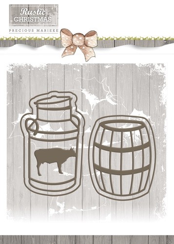 34 - PM10042 - Precious Marieke - Rustic Christmas - Milk Churn and Barrel