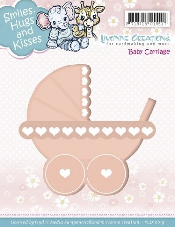 343 - YCD10019 - Die - Yvonne Creations - Smiles, Hugs and Kisses - Baby Carriage