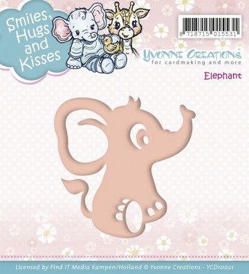 349 - YCD10021 - Die - Yvonne Creations - Smiles, Hugs and Kisses - Elephant