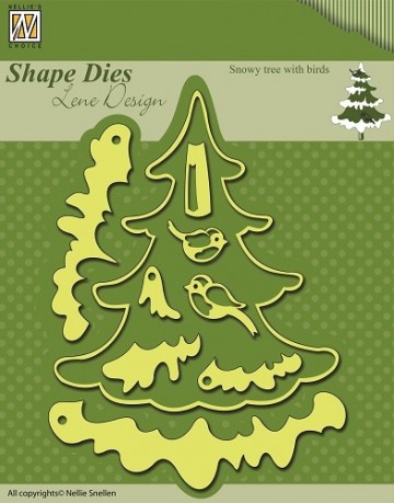 480 - SDL009 - Nellie Snellen - Shape Dies - Christmas - Snowy tree with birds