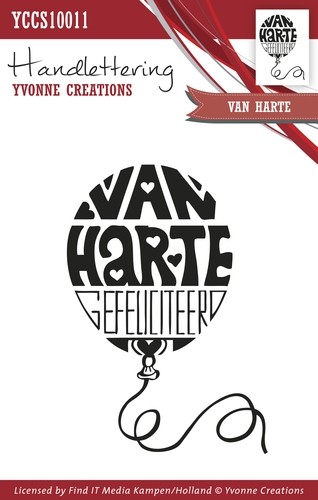 630 - YCCS10011 - Clearstamp - Handlettering - Yvonne Creations - Van harte