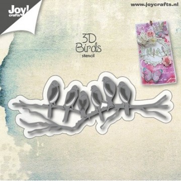 646 - 6002/0554 - Joy! Crafts - 3D Stencil - Vogels op tak