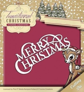 671 - YCD10057 - Die - Yvonne Creations - Traditional Christmas - Merry Christmas